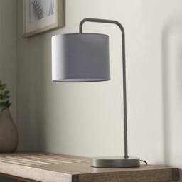 First Choice Lighting Set of 2 Kendal - Charcoal Arched 48cm Table Lamps Grey Fabric Shade - thumbnail 8
