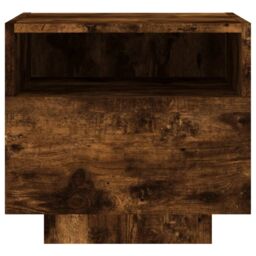 Berkfield Home Bedside Cabinets with LED Lights 2 pcs Smoked Oak 40x39x37 cm in Brown - Size: 40 x 39 x 37 cm - thumbnail 8