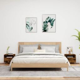Berkfield Home Bedside Cabinets with LED Lights 2 pcs Smoked Oak 40x39x37 cm in Brown - Size: 40 x 39 x 37 cm - thumbnail 3