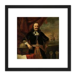 Artery8 Bol Michiel De Ruyter Lieutenant Admiral Painting 8X8 Inch Square Wooden Framed Wall Art Print Picture with Mount in Black - thumbnail 1