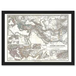 Artery8 Geography Map Illustrated Antique Empire Alexander Great Mediterranean Artwork Framed Wall Art Print A4 in Black - thumbnail 1