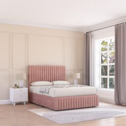 Sloomy Madison Plush Velvet Memory Foam Bed Set With 4 Drawers, Mattress & Headboard in Pink - Size: Super King - thumbnail 1