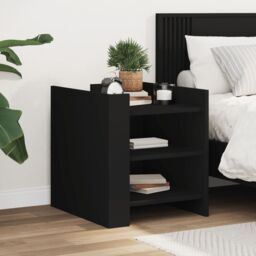 Berkfield Home Bedside Cabinet Black 45x50x50 cm Engineered Wood - Size: 45 x 50 x 50 cm - thumbnail 1
