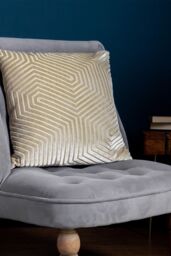 Paoletti Evoke Cut Velvet Cushion in Ivory - Size: 45 cm x 45 cm - thumbnail 5