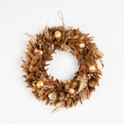 Scottish Everlastings Ltd 38cm Gold & Brown Wood Shave Wreath - thumbnail 2