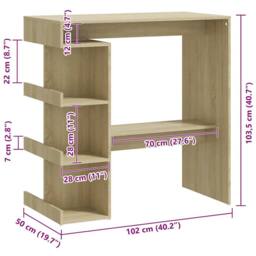 Berkfield Home Bar Table with Storage Rack Sonoma Oak 100x50x101.5 cm Engineered Wood in Light Tan - thumbnail 7