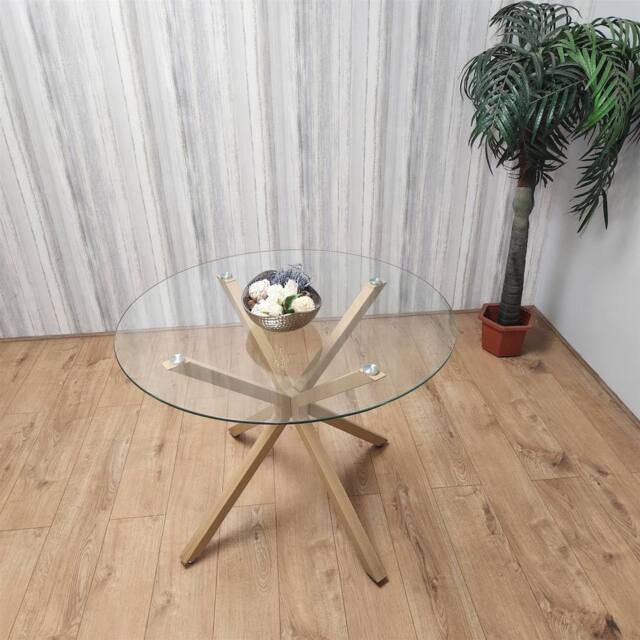 KOSY KOALA Dining Table Clear Glass Kitchen Place for 4 Seats, Dining Table Only in Light Brown - image 1