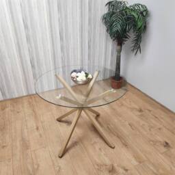 KOSY KOALA Dining Table Clear Glass Kitchen Place for 4 Seats, Dining Table Only in Light Brown - thumbnail 5