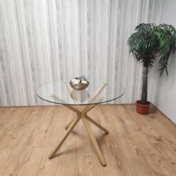 KOSY KOALA Dining Table Clear Glass Kitchen Place for 4 Seats, Dining Table Only in Light Brown - thumbnail 7