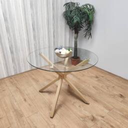 KOSY KOALA Dining Table Clear Glass Kitchen Place for 4 Seats, Dining Table Only in Light Brown - thumbnail 2