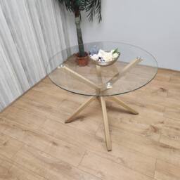KOSY KOALA Dining Table Clear Glass Kitchen Place for 4 Seats, Dining Table Only in Light Brown - thumbnail 4