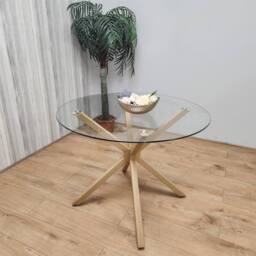 KOSY KOALA Dining Table Clear Glass Kitchen Place for 4 Seats, Dining Table Only in Light Brown - thumbnail 3