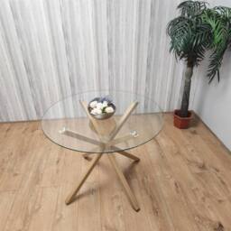 KOSY KOALA Dining Table Clear Glass Kitchen Place for 4 Seats, Dining Table Only in Light Brown - thumbnail 1