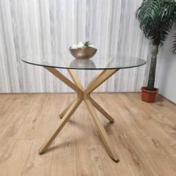 KOSY KOALA Dining Table Clear Glass Kitchen Place for 4 Seats, Dining Table Only in Light Brown - thumbnail 8
