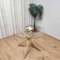 KOSY KOALA Dining Table Clear Glass Kitchen Place for 4 Seats, Dining Table Only in Light Brown - thumbnail 6