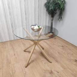 KOSY KOALA Dining Table Clear Glass Kitchen Place for 4 Seats, Dining Table Only in Light Brown - thumbnail 9