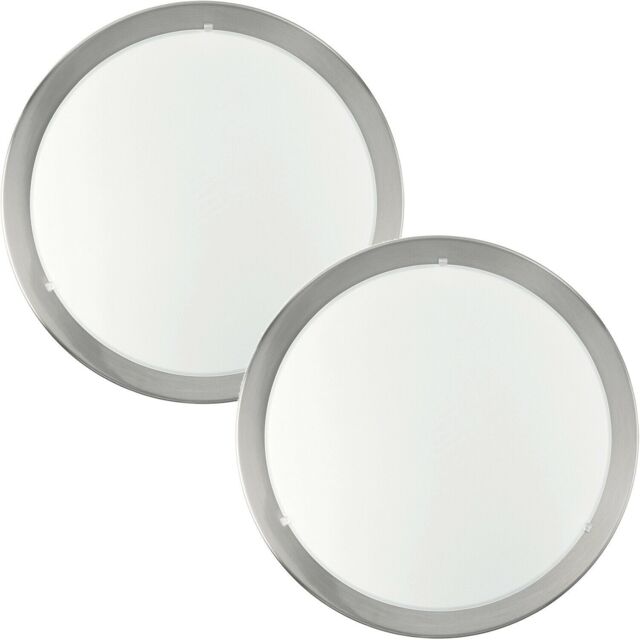 Loops 2 PACK Wall Flush Ceiling Light Satin Nickel White Clear Satin Glass E27 1x60W in Metallics - image 1