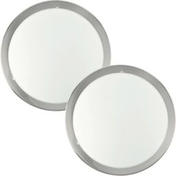 Loops 2 PACK Wall Flush Ceiling Light Satin Nickel White Clear Satin Glass E27 1x60W in Metallics