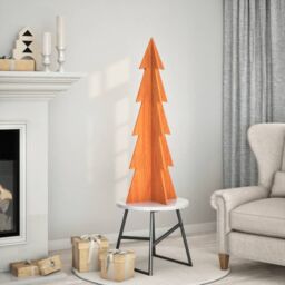 Berkfield Home Wooden Christmas Tree for Decoration Wax Brown 112 cm Solid Wood Pine - thumbnail 1