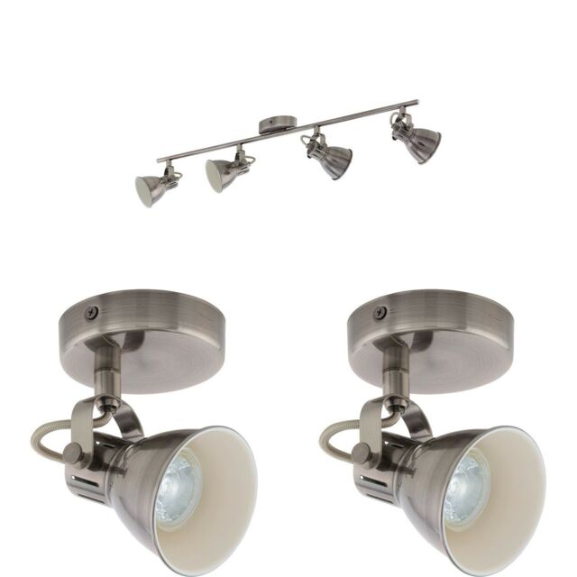 Loops Quad Ceiling Light & 2x Matching Wall Lights Antique Nickel Adjustable Vintage in Metallics - image 1