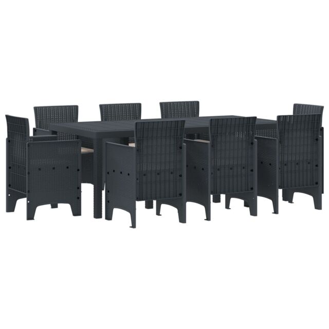 Berkfield Home 9 Piece Garden Dining Set with Cushions Anthracite Poly Rattan - image 1