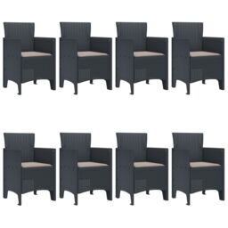 Berkfield Home 9 Piece Garden Dining Set with Cushions Anthracite Poly Rattan - thumbnail 3