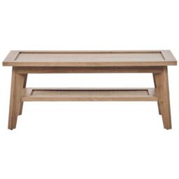 Wyld and Coco Rustic 100 x 50 cm Coffee Table - Engineered Wood with Rattan Shelf in Brown - thumbnail 4