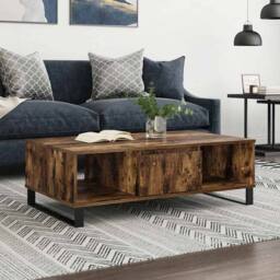 Berkfield Home Decorative Coffee Table Smoked Oak 104x60x35 cm Engineered Wood in Brown - Size: 104 x 60 x 35 cm - thumbnail 2