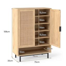 KORVIXA 108 cm Freestanding Shoe Cabinet in Natural - Size: 100 cm x 100 cm - thumbnail 2
