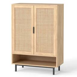 KORVIXA 108 cm Freestanding Shoe Cabinet in Natural - Size: 100 cm x 100 cm
