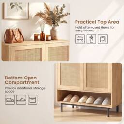 KORVIXA 108 cm Freestanding Shoe Cabinet in Natural - Size: 100 cm x 100 cm - thumbnail 4