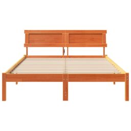 Berkfield Home Bed Frame with LED Headboard in Wax Brown, 120 x 190 cm, Solid Pine Wood in Brown - Size: 120 x 190 cm - thumbnail 5