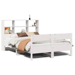 Berkfield Home Decorative Bookcase Bed without Mattress White 160x200cm Solid Wo - Size: 160x200 cm - thumbnail 3