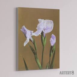 "Artery8 Japanese Water Iris Flowers Canvas Wall Art Print Ogawa Kazumasa in Brown - Size: W18"" x H24""" - thumbnail 2