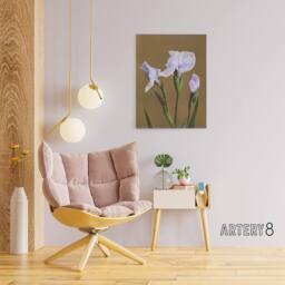 "Artery8 Japanese Water Iris Flowers Canvas Wall Art Print Ogawa Kazumasa in Brown - Size: W18"" x H24""" - thumbnail 3