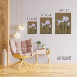 "Artery8 Japanese Water Iris Flowers Canvas Wall Art Print Ogawa Kazumasa in Brown - Size: W18"" x H24""" - thumbnail 4