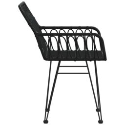 Berkfield Home Garden Chairs 2 pcs with Armrest Black 56x64x80 cm PE Rattan - Size: 56 x 64 x 80 cm - thumbnail 5