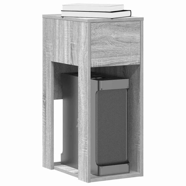 Berkfield Home Computer Tower Stand with Drawer Grey Sonoma 30x44x74 cm - Size: 30 x 44 x 74 cm - image 1