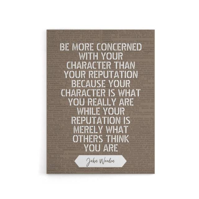 "Artery8 John Wooden Character Quote Canvas Wall Art Print in Brown - Size: W18"" x H24""" - image 1
