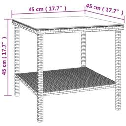 Berkfield Home Side Table Black 45x45x45 cm Poly Rattan & Tempered Glass - Size: 45 x 45 x 45 cm - thumbnail 6