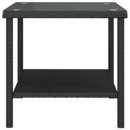 Berkfield Home Side Table Black 45x45x45 cm Poly Rattan & Tempered Glass - Size: 45 x 45 x 45 cm - thumbnail 4