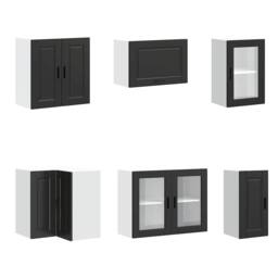 Berkfield Home Elegant 11 Piece Kitchen Cabinet Set Porto Black Engineered Wood - thumbnail 5
