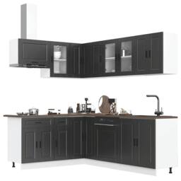 Berkfield Home Elegant 11 Piece Kitchen Cabinet Set Porto Black Engineered Wood - thumbnail 2