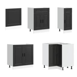 Berkfield Home Elegant 11 Piece Kitchen Cabinet Set Porto Black Engineered Wood - thumbnail 4