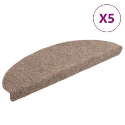 Berkfield Home Self-adhesive Stair Mats 5 pcs Cream 65x21x4 cm Needle Punch - Size: Medium - thumbnail 2