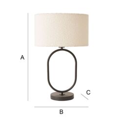 ValueLights Antonia Cream Boucle Drum Shade Matte Black Oval Table Lamp with Bulb - thumbnail 7