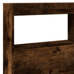 Berkfield Home Headboard Cabinet with LED Smoked Oak 140x17x102 cm in Brown - Size: 140 x 17 x 102 cm - thumbnail 9