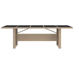 Berkfield Home Garden Table with Glass Top Beige Poly Rattan&Tempered Glass - thumbnail 3