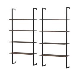 Costway 4-Tier Wall-Mounted Bookshelf Floating Display Shelves Wooden Bookcase in Brown - thumbnail 4