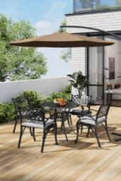 Garden Sanctuary 5 Pcs Retro Garden Bistro Table Set with Cushions in Black - thumbnail 2